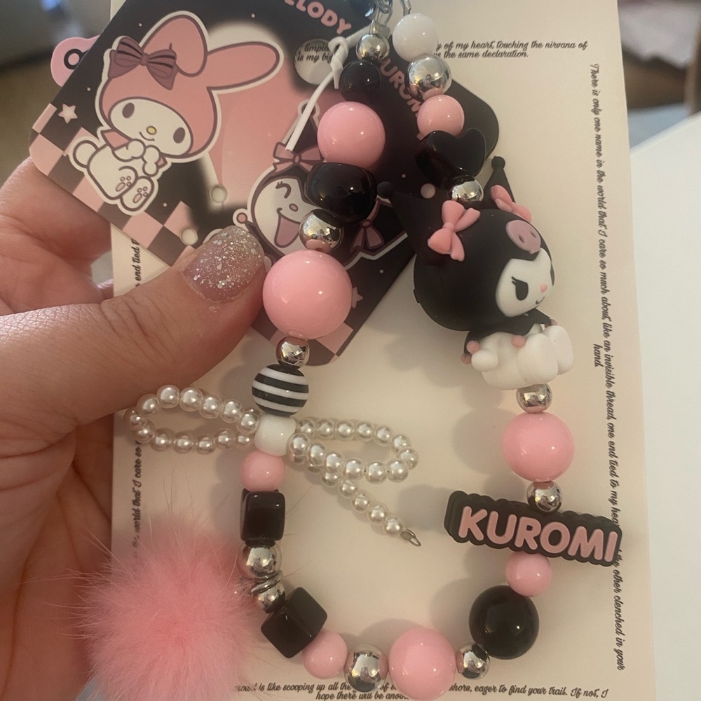 Kuromi Black and pink keychain